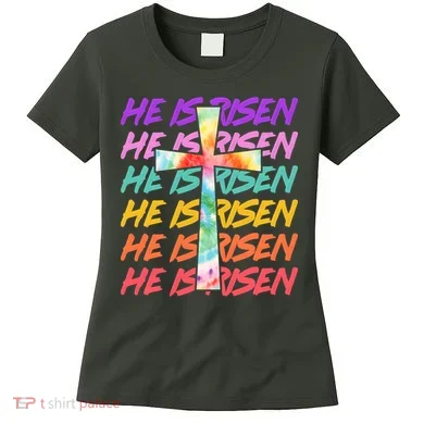 Easter He Is Risen Tie Dye Cross Women's T-Shirt