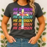 Easter He Is Risen Tie Dye Cross Women's T-Shirt thumb 2