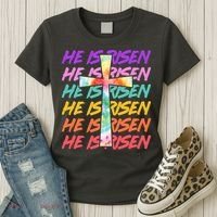 Easter He Is Risen Tie Dye Cross Women's T-Shirt thumb 3