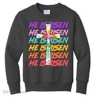 Easter He Is Risen Tie Dye Cross Kids Sweatshirt thumb 0