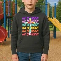 Easter He Is Risen Tie Dye Cross Kids Hoodie thumb 2