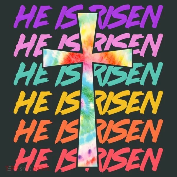 Easter He Is Risen Tie Dye Cross Kids Hoodie