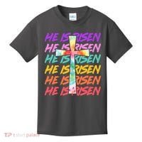 Easter He Is Risen Tie Dye Cross Kids T-Shirt thumb 0