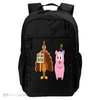 Eat Ham Instead Turkey and Pig Funny Thanksgiving Gift Backpack thumb 0