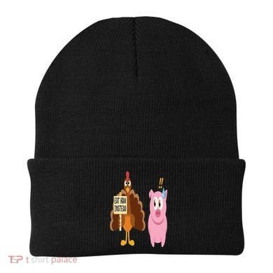 Eat Ham Instead Turkey and Pig Funny Thanksgiving Gift Beanie