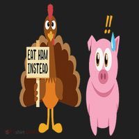 Eat Ham Instead Turkey and Pig Funny Thanksgiving Gift Beanie thumb 2