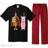 Eat Ham Instead Turkey and Pig Funny Thanksgiving Gift Pajama Set thumb 0