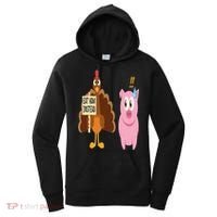 Eat Ham Instead Turkey and Pig Funny Thanksgiving Gift Women's Hoodie thumb 0