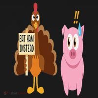 Eat Ham Instead Turkey and Pig Funny Thanksgiving Gift Women's Hoodie thumb 2