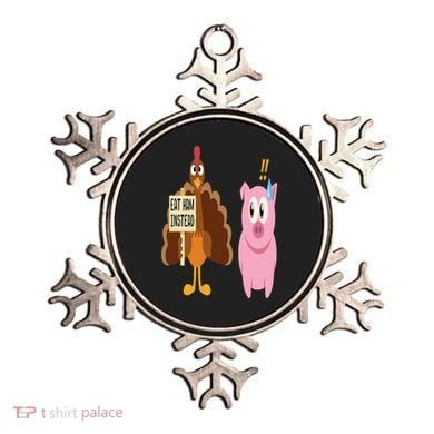 Eat Ham Instead Turkey and Pig Funny Thanksgiving Gift Ornament