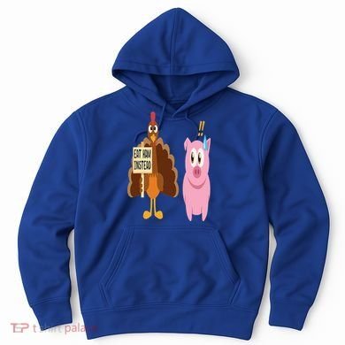 Eat Ham Instead Turkey and Pig Funny Thanksgiving Gift Hoodie