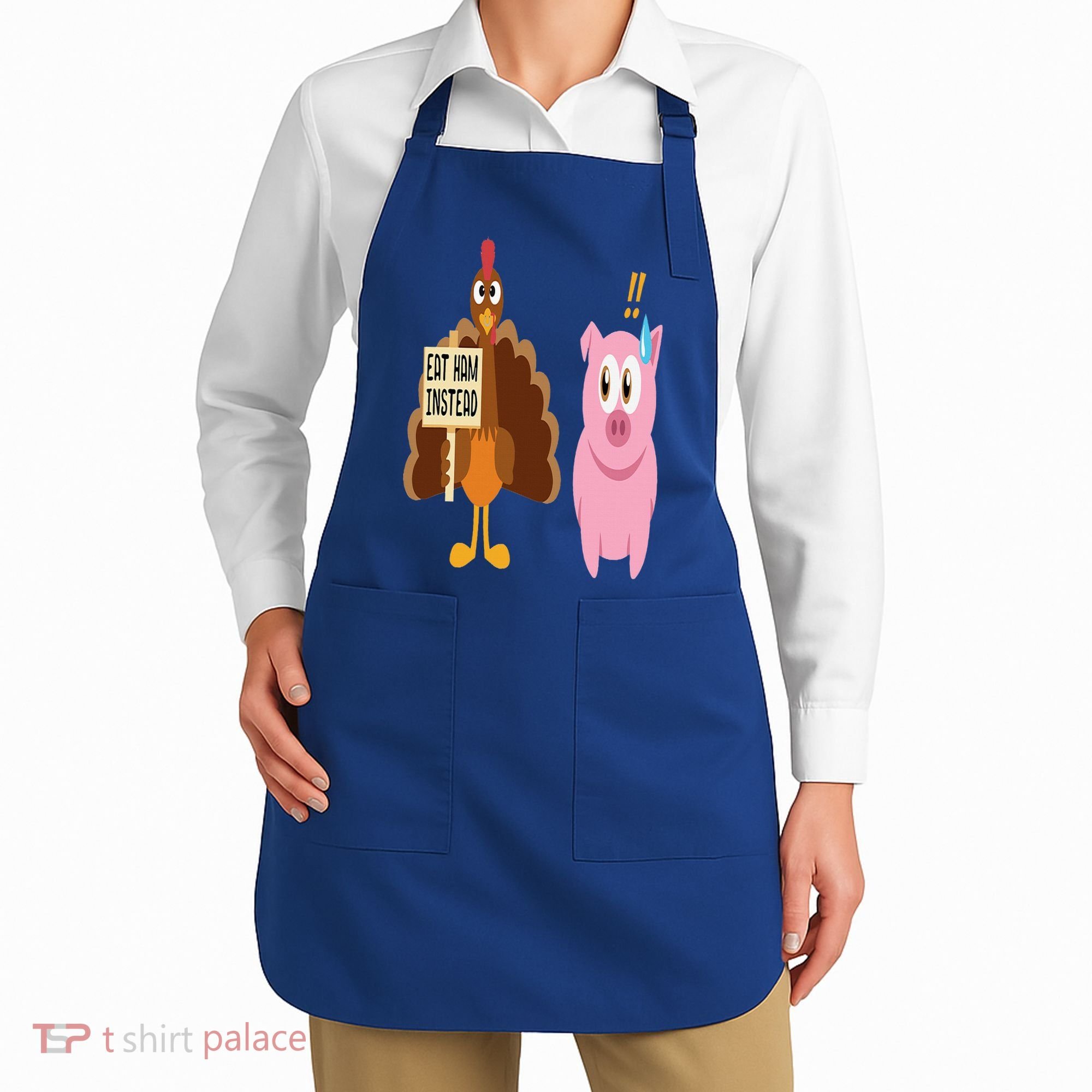 Eat Ham Instead Turkey and Pig Funny Thanksgiving Gift Apron