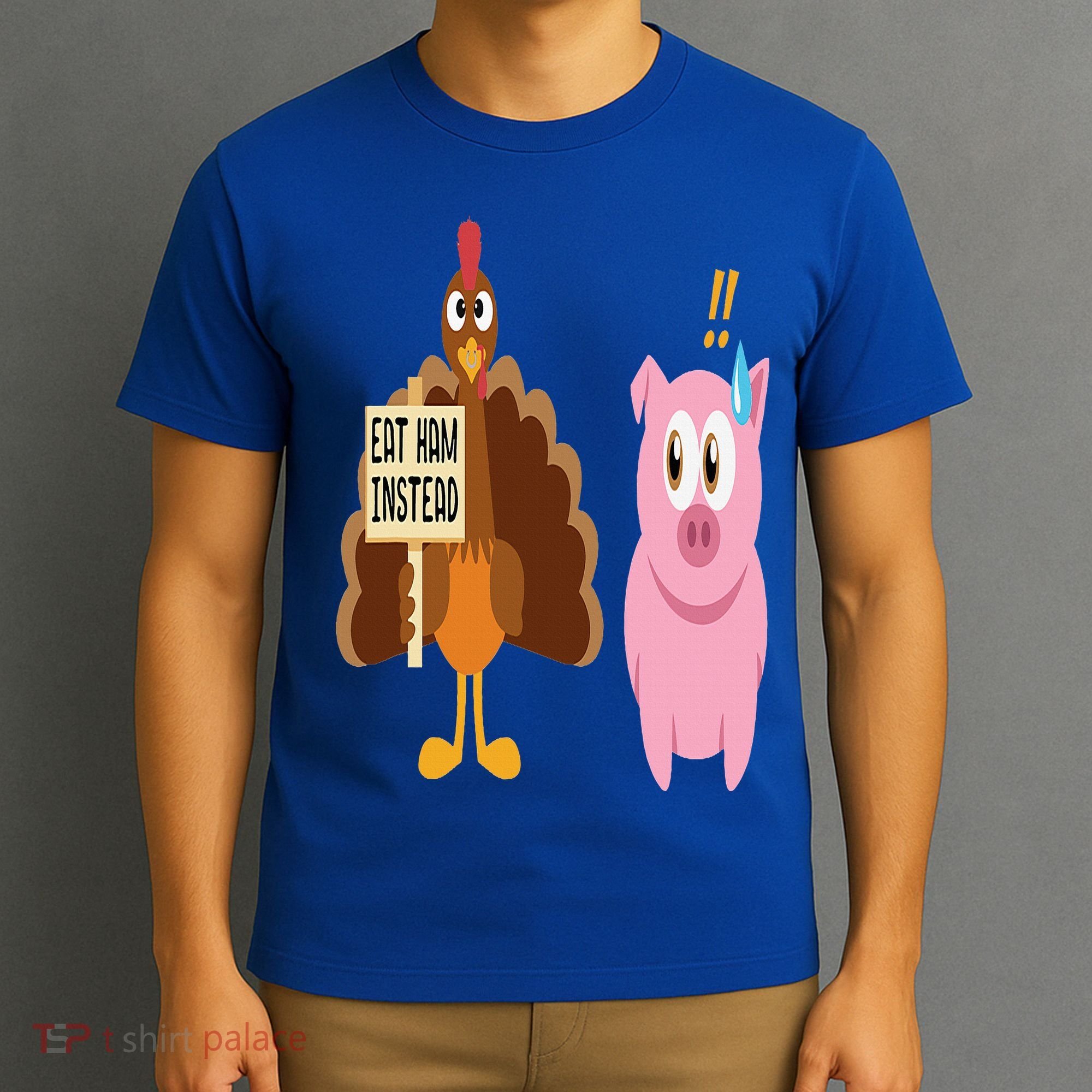 Eat Ham Instead Turkey and Pig Funny Thanksgiving Gift T-Shirt