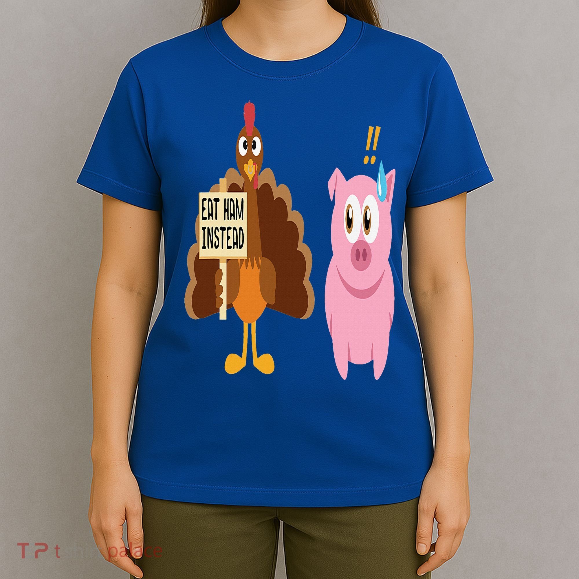 Eat Ham Instead Turkey and Pig Funny Thanksgiving Gift T-Shirt