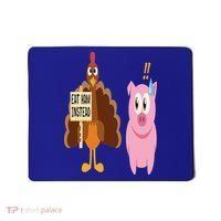 Eat Ham Instead Turkey and Pig Funny Thanksgiving Gift Mousepad thumb 0
