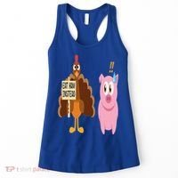 Eat Ham Instead Turkey and Pig Funny Thanksgiving Gift Women's Tank Top thumb 0