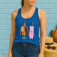 Eat Ham Instead Turkey and Pig Funny Thanksgiving Gift Women's Tank Top thumb 2