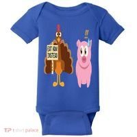 Eat Ham Instead Turkey and Pig Funny Thanksgiving Gift Baby Bodysuit thumb 0