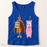 Eat Ham Instead Turkey and Pig Funny Thanksgiving Gift Tank Top thumb 2