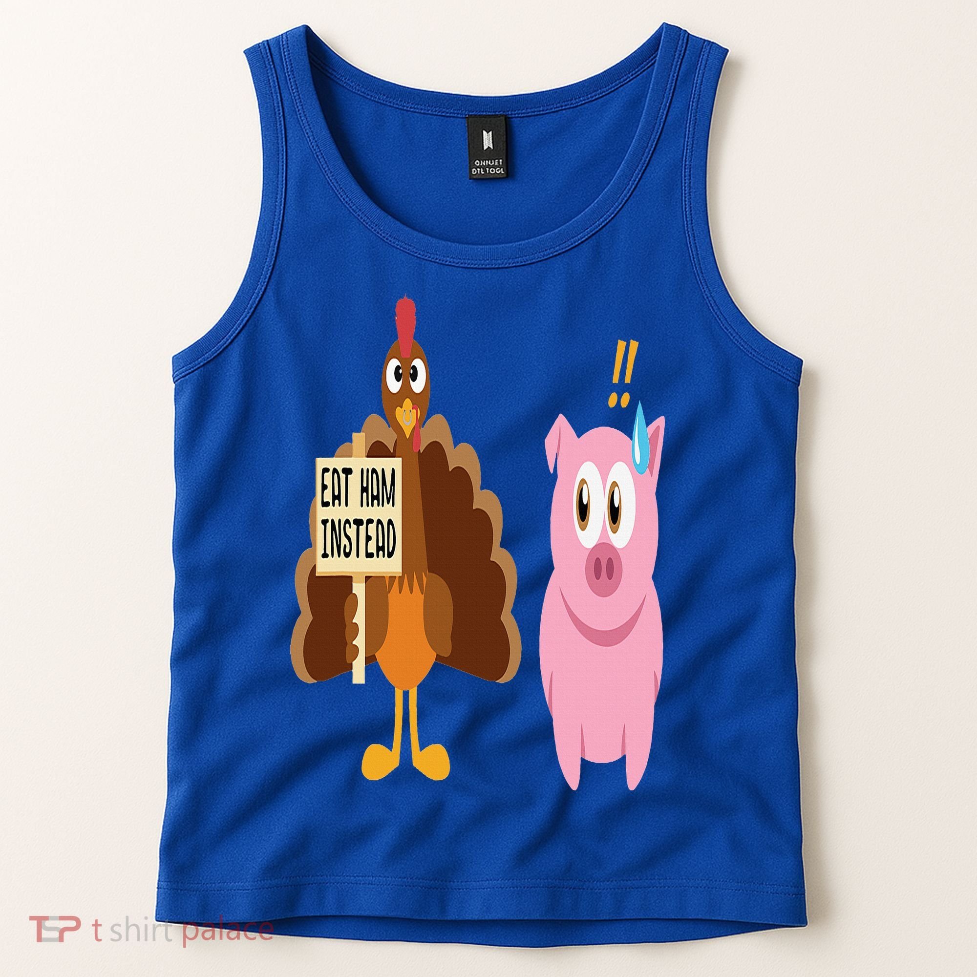 Eat Ham Instead Turkey and Pig Funny Thanksgiving Gift Tank Top
