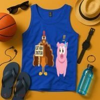 Eat Ham Instead Turkey and Pig Funny Thanksgiving Gift Tank Top thumb 4