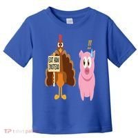 Eat Ham Instead Turkey and Pig Funny Thanksgiving Gift Toddler T-Shirt thumb 0