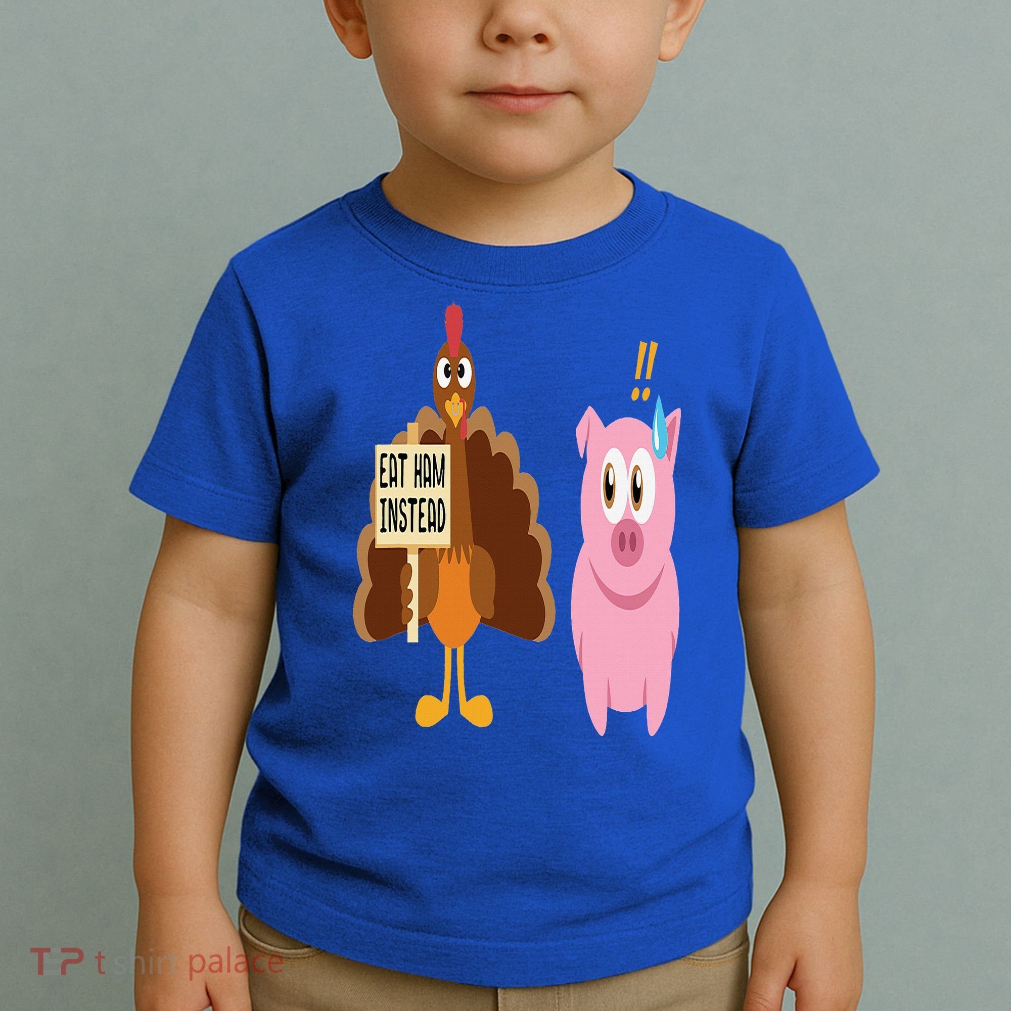 Eat Ham Instead Turkey and Pig Funny Thanksgiving Gift Toddler T-Shirt