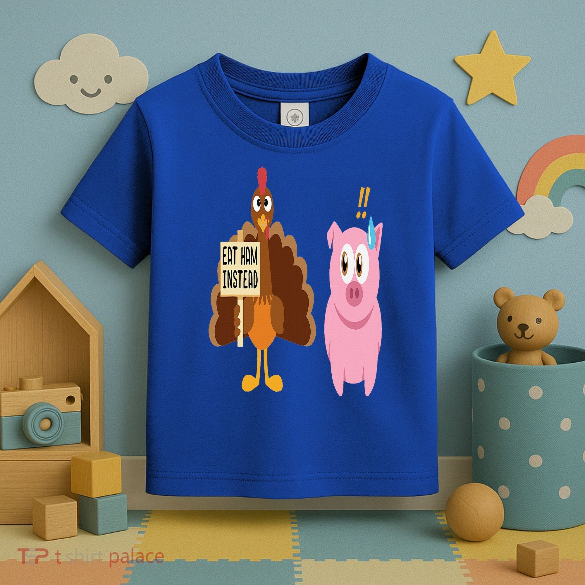 Eat Ham Instead Turkey and Pig Funny Thanksgiving Gift Toddler T-Shirt