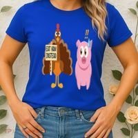 Eat Ham Instead Turkey and Pig Funny Thanksgiving Gift Women's T-Shirt thumb 2