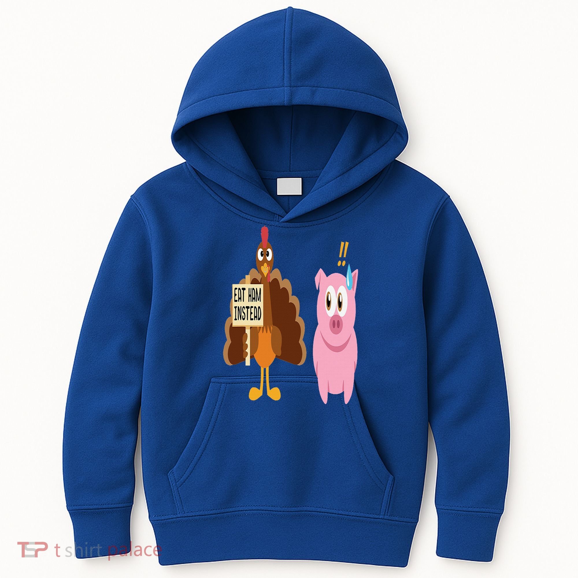 Eat Ham Instead Turkey and Pig Funny Thanksgiving Gift Kids Hoodie