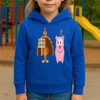 Eat Ham Instead Turkey and Pig Funny Thanksgiving Gift Kids Hoodie thumb 3