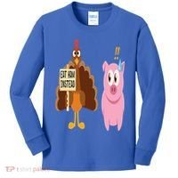 Eat Ham Instead Turkey and Pig Funny Thanksgiving Gift Kids Long Sleeve Shirt thumb 0