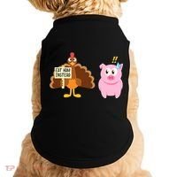 Eat Ham Instead Turkey And Pig Funny Thanksgiving Doggie Tank thumb 0