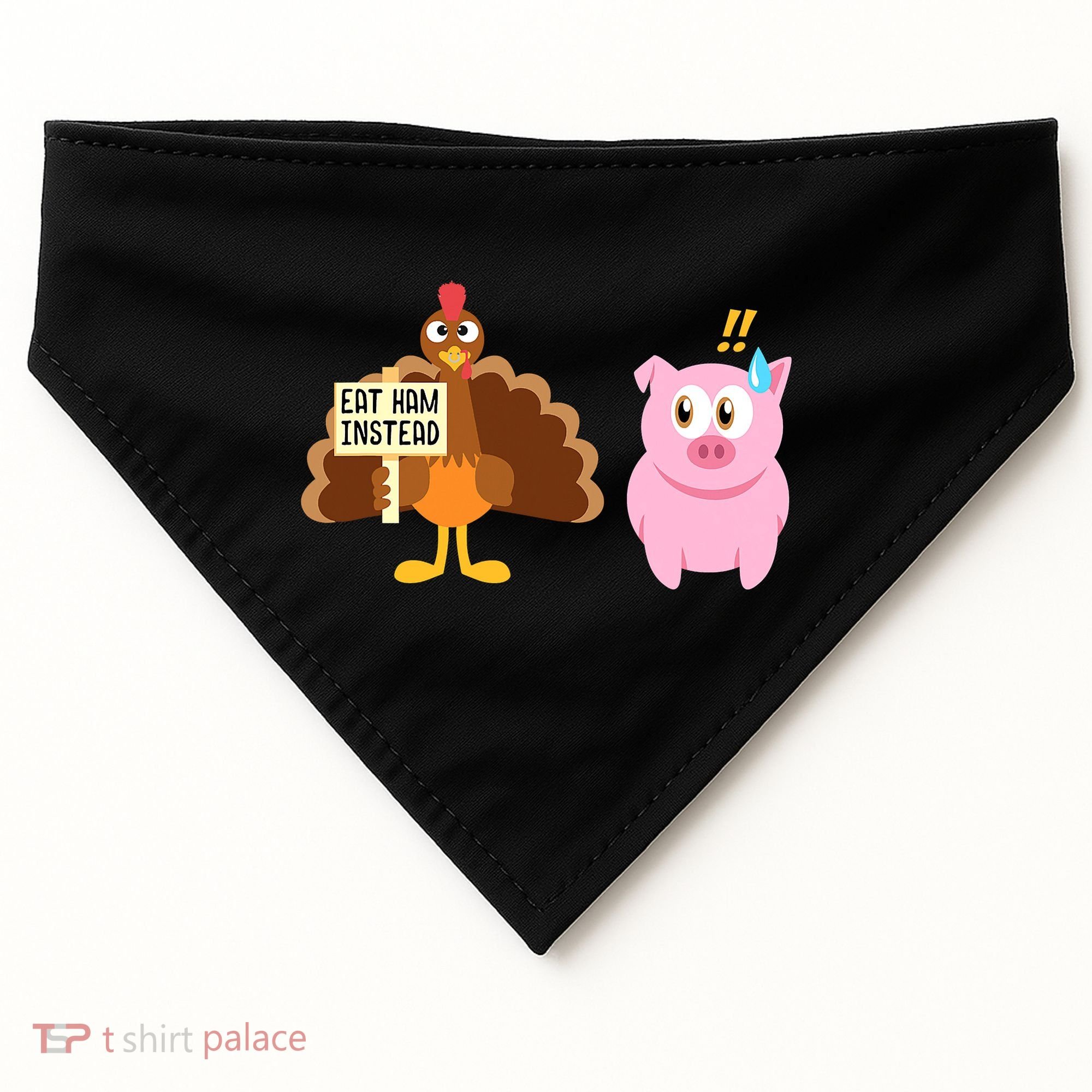 Eat Ham Instead Turkey And Pig Funny Thanksgiving USA-Made Doggie Bandana