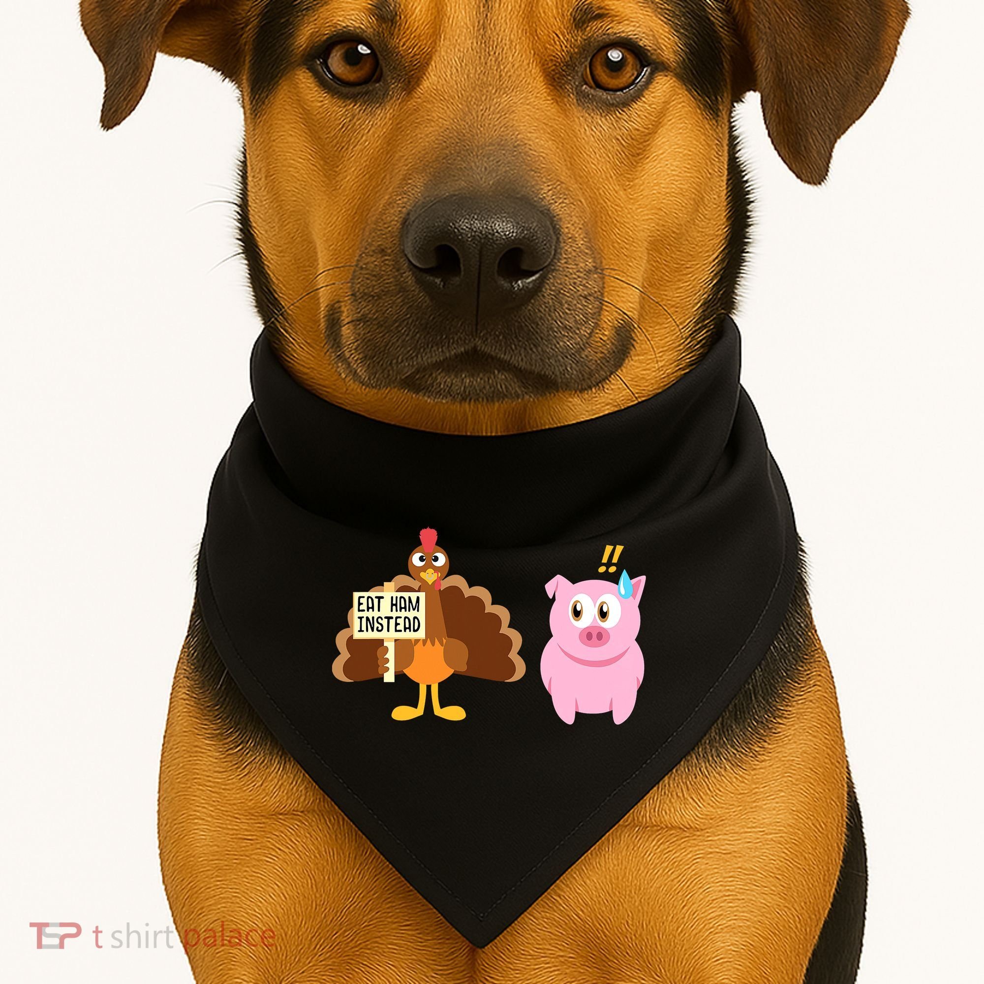 Eat Ham Instead Turkey And Pig Funny Thanksgiving USA-Made Doggie Bandana