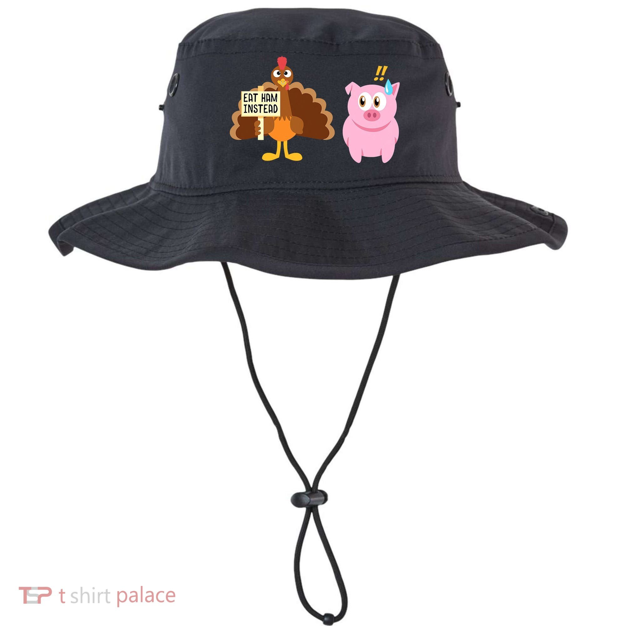 Eat Ham Instead Turkey And Pig Funny Thanksgiving Bucket Hat