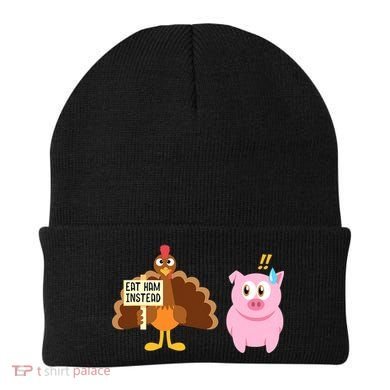 Eat Ham Instead Turkey And Pig Funny Thanksgiving Beanie