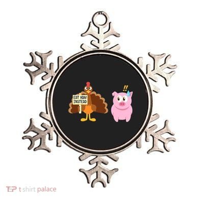 Eat Ham Instead Turkey And Pig Funny Thanksgiving Ornament