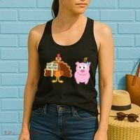 Eat Ham Instead Turkey And Pig Funny Thanksgiving Women's Tank Top thumb 2