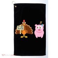Eat Ham Instead Turkey And Pig Funny Thanksgiving Golf Towel thumb 0