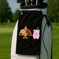 Eat Ham Instead Turkey And Pig Funny Thanksgiving Golf Towel thumb 2