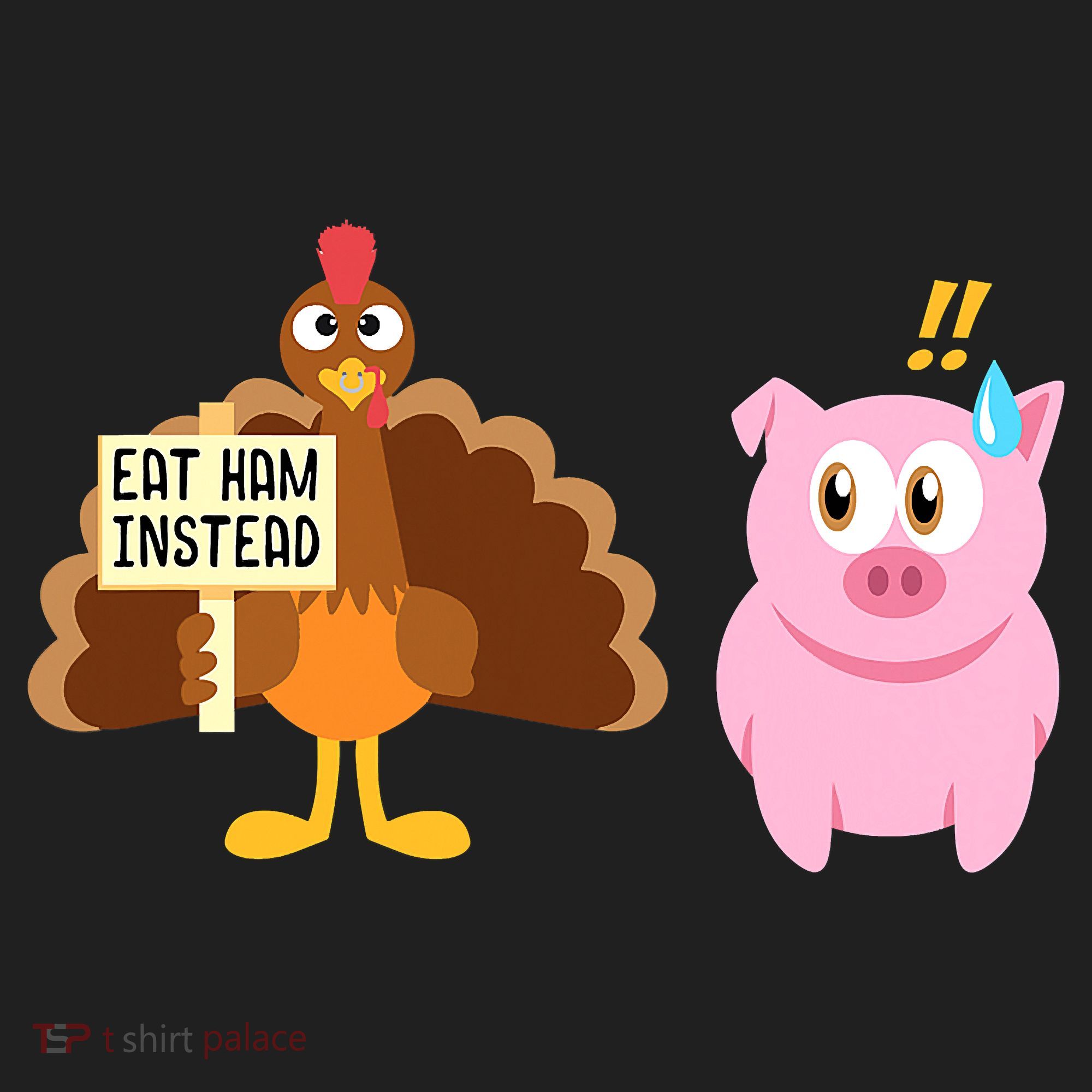 Eat Ham Instead Turkey And Pig Funny Thanksgiving Golf Towel