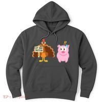 Eat Ham Instead Turkey And Pig Funny Thanksgiving Hoodie thumb 0