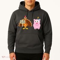 Eat Ham Instead Turkey And Pig Funny Thanksgiving Hoodie thumb 2