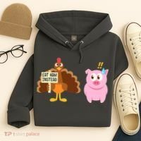 Eat Ham Instead Turkey And Pig Funny Thanksgiving Hoodie thumb 4