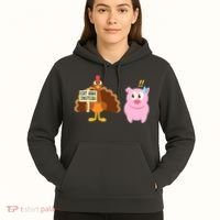Eat Ham Instead Turkey And Pig Funny Thanksgiving Hoodie thumb 5