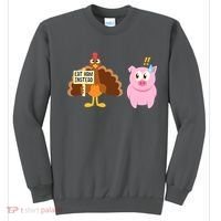 Eat Ham Instead Turkey And Pig Funny Thanksgiving Sweatshirt thumb 0