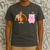 Eat Ham Instead Turkey And Pig Funny Thanksgiving T-Shirt thumb 3