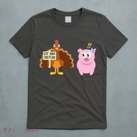 Eat Ham Instead Turkey And Pig Funny Thanksgiving T-Shirt thumb 5