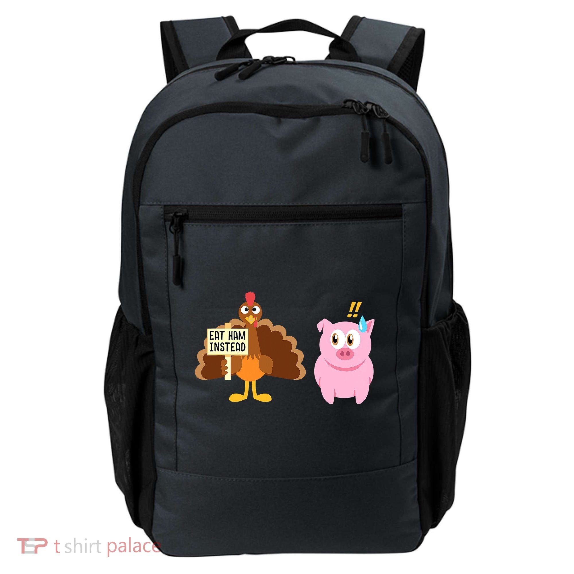 Eat Ham Instead Turkey And Pig Funny Thanksgiving Backpack